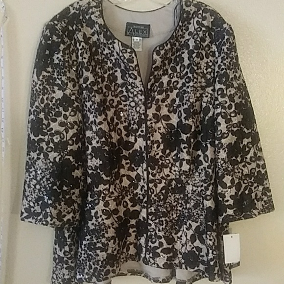 Alex Evenings Jackets & Blazers - Alex Evenings Black Cream Sequence Jacket